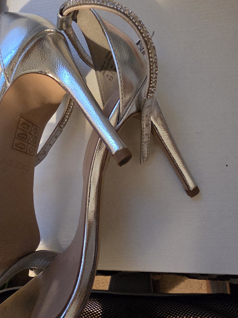 ALDO Silver Rhinestone Ankle-Strap Heels - Picture 4 of 6